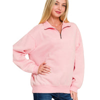 Acid wash quarter zip- Pink