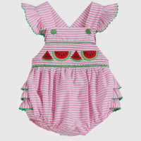 Pink watermelon smocked bubble