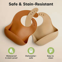2 pack prep silicone bibs - terracotta