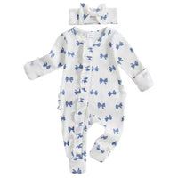 Bow ruffle baby sleeper