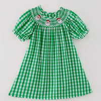 Green smocked Santa dress