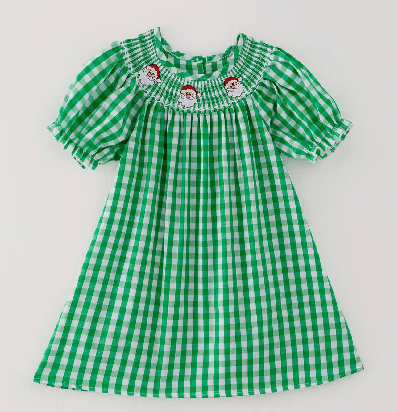 Green smocked Santa dress