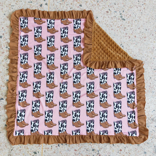 Western boot ruffle blanket