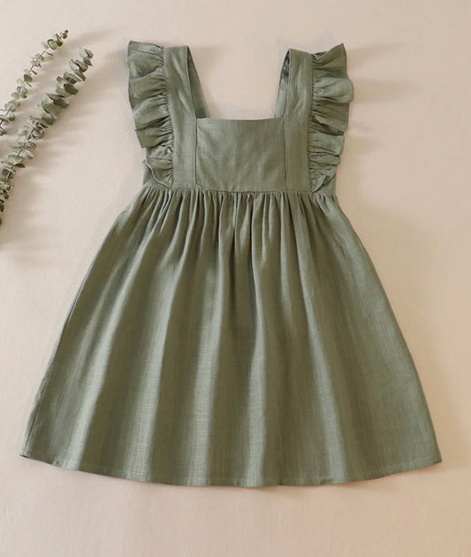 Sage girls linen dress