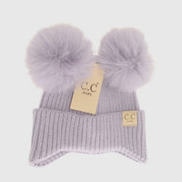 Baby ear flap double pom