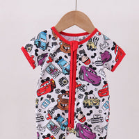 Red cars bamboo romper