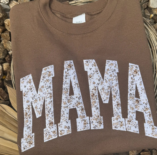 Brown MAMA appliqué tee