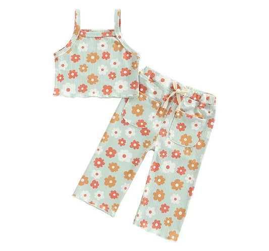 Blue floral girls set