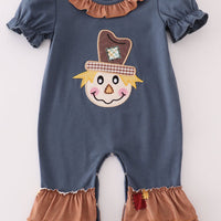 Navy scarecrow girls romper