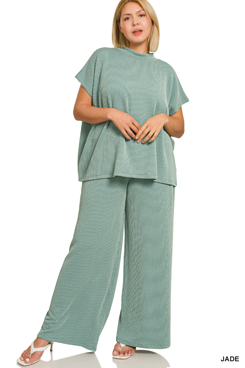 Plus jade pant set