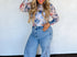 Blue floral mesh long sleeve