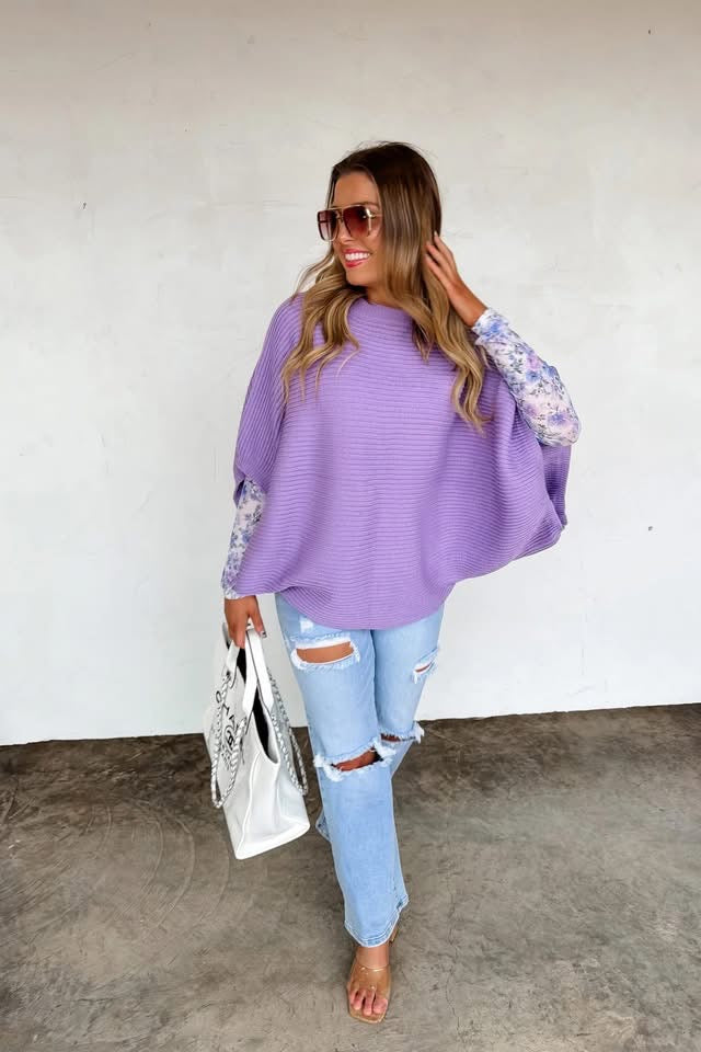 Lavender sweater poncho