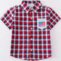 Patriotic flag button down boys shirt
