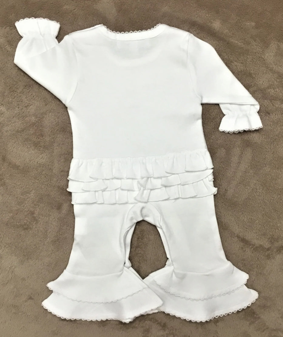 Ruffle wide leg baby romper
