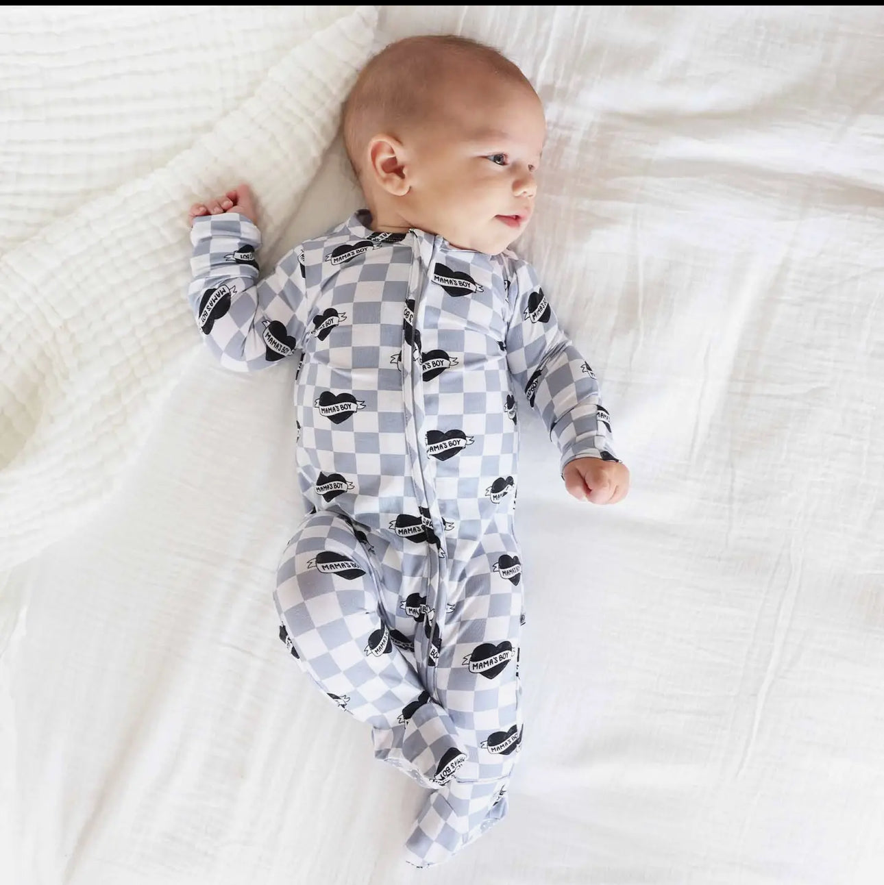 Mamas boy zipper footie bamboo