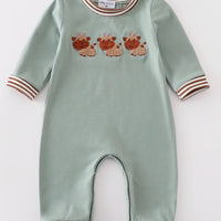 French knot boys cow romper