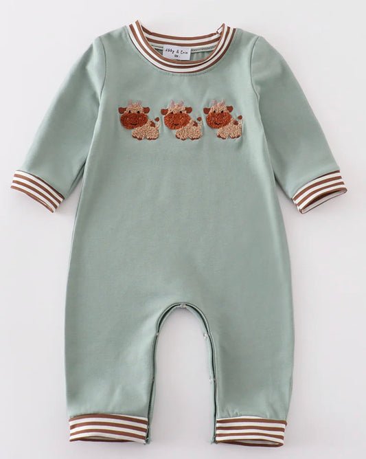 French knot boys cow romper