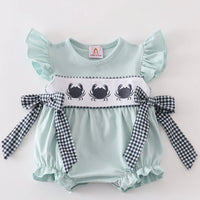 Mint crab embroidery girl bubble