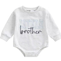 Little brother embroidered sweatshirt onesie