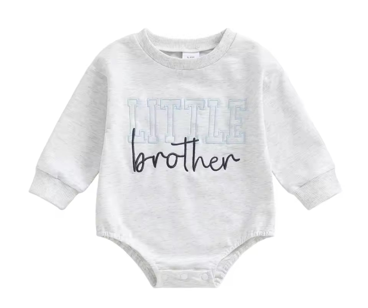 Little brother embroidered sweatshirt onesie