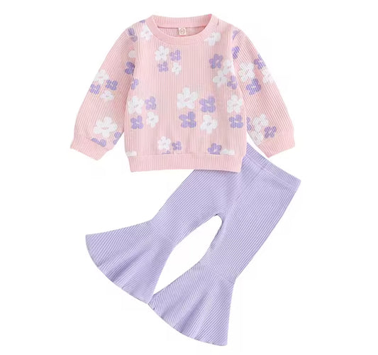 Pink floral pant set