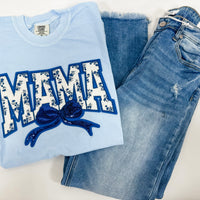 Blue floral bow MAMA tee