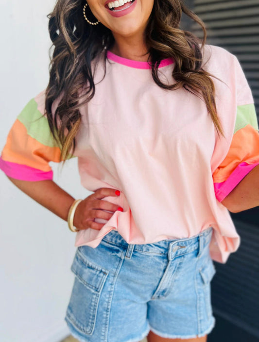 Colorblock pink top
