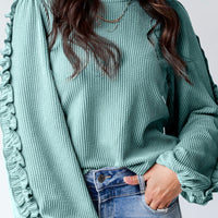 Ruffle sleeve corded blouse