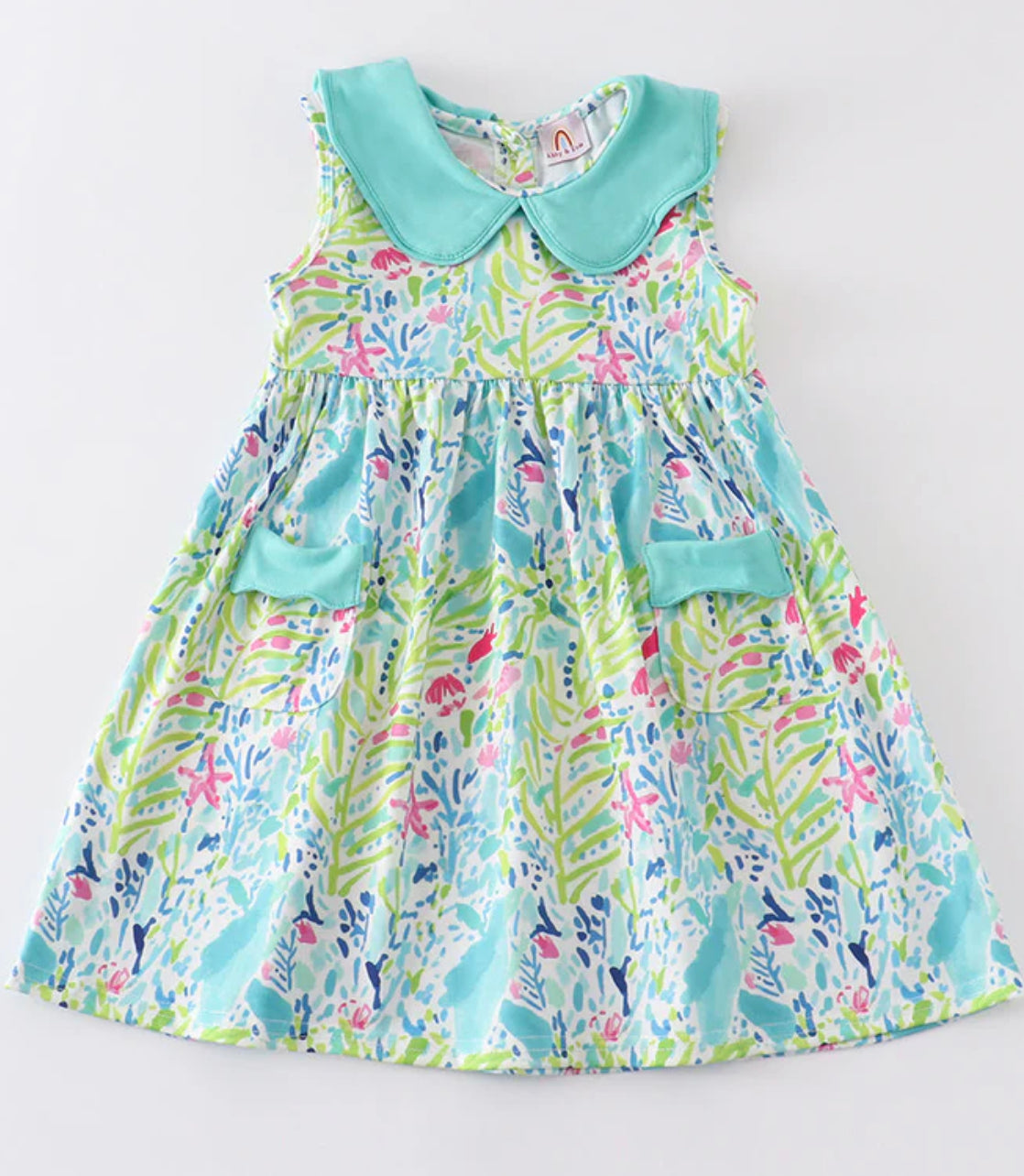 Green floral girls dress