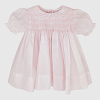 Pink smocked lace dress - newborn