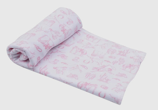 Wild West toile blanket- pink