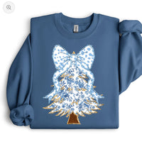 Blue Christmas tree sweatshirt
