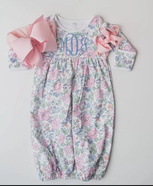 Floral newborn gown