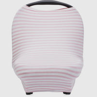 Multi use 4 in 1- car seat cover, nursing cover, shopping cart cover, high chair cover - white/pink stripe