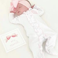 White Double ruffle footie