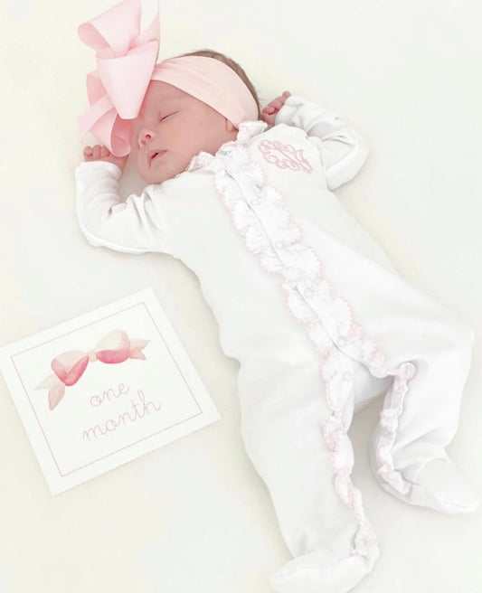 White Double ruffle footie