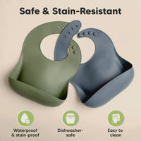 2 pack prep silicone bibs - slate
