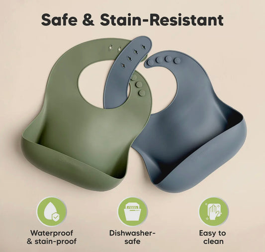 2 pack prep silicone bibs - slate