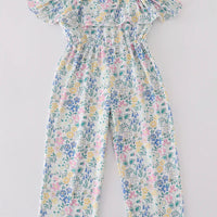 Blue floral jumpsuit