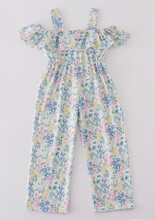 Blue floral jumpsuit