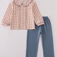 Orange gingham pant set