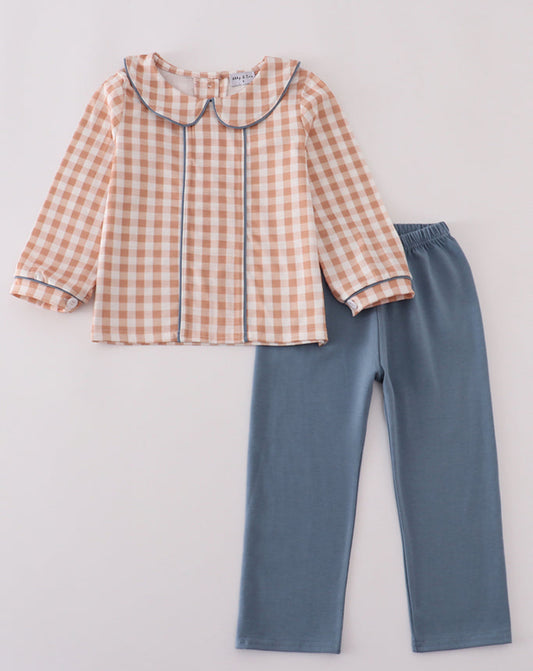 Orange gingham pant set