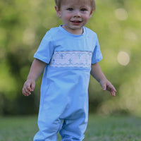 Blue smocked cross long all