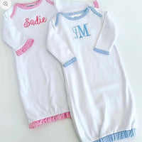 Gingham trim baby gown