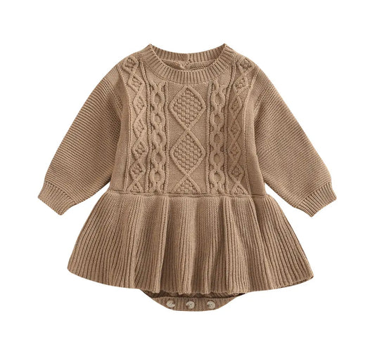 Brown knitted sweater romper