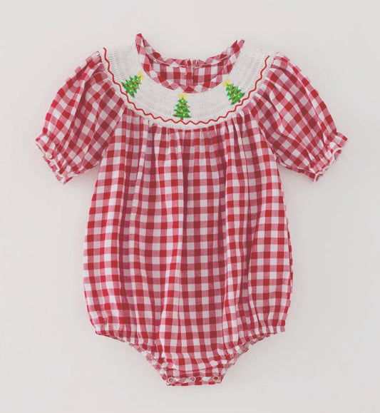 Red smocked Christmas tree bubble