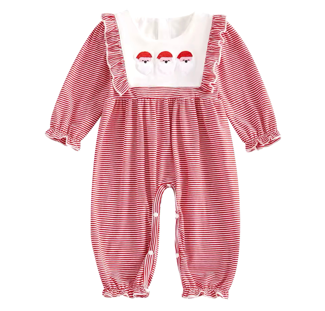 Santa trio striped romper