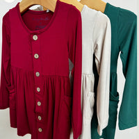 Red bamboo twirl dress