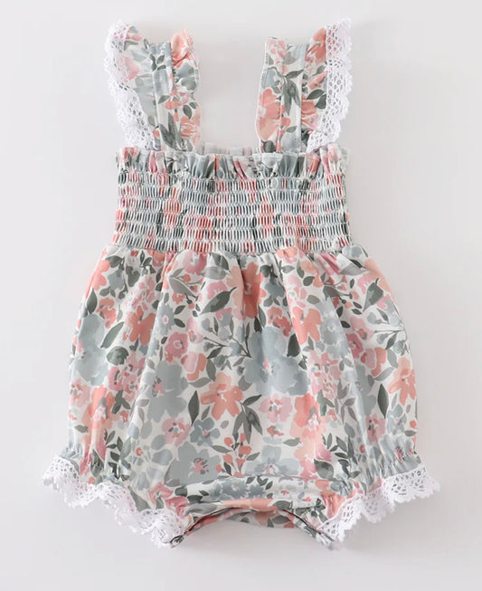 Sage floral girls bubble