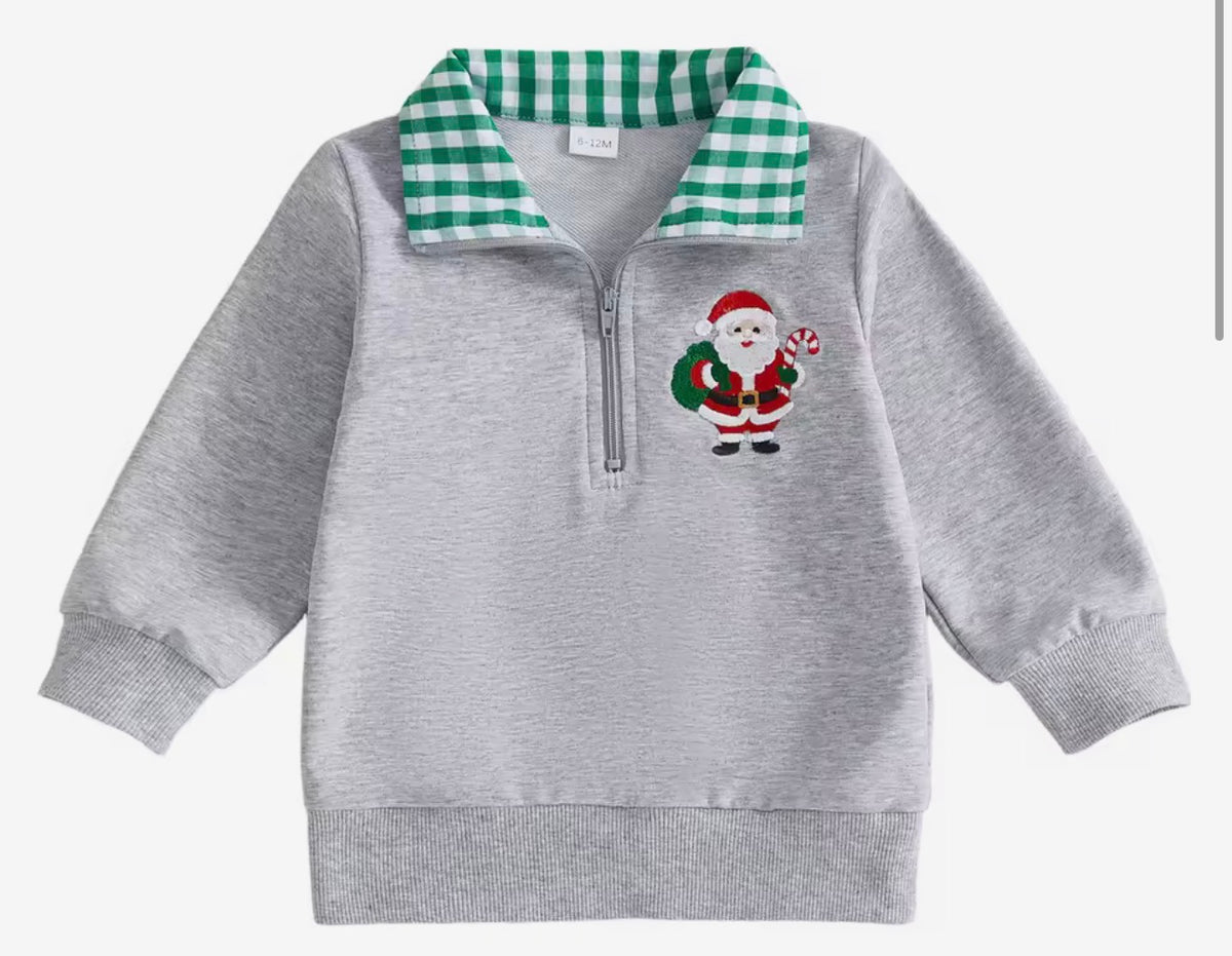 Gingham Santa pullover